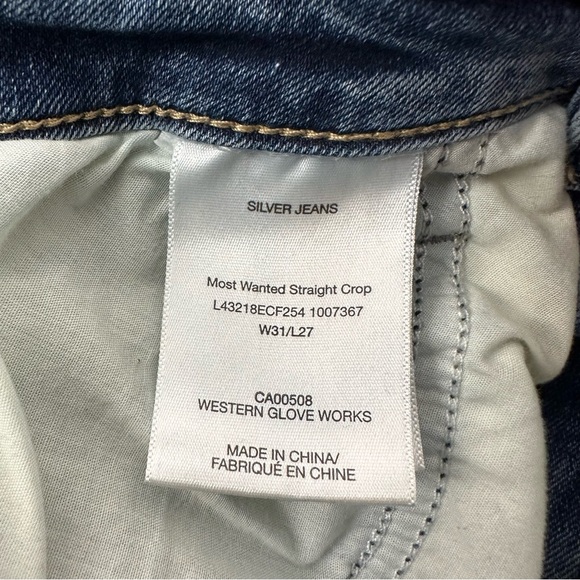 Silver Jeans Most Wanted Straight Crop Jeans Distressed Mid Rise Women's 31 x 27 - Picture 6 of 10